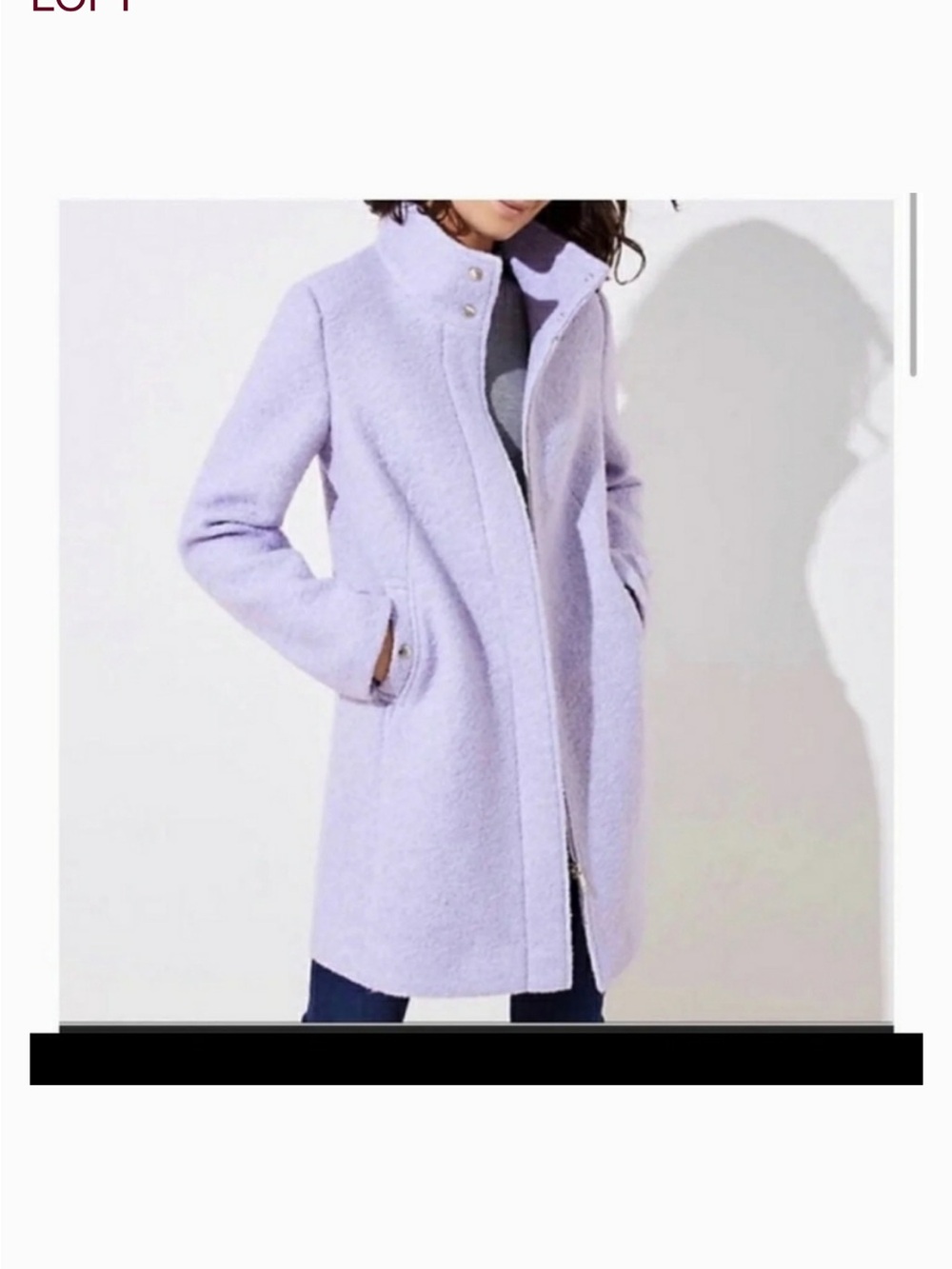 LOFT Lilac Funnel Neck Pea Coat